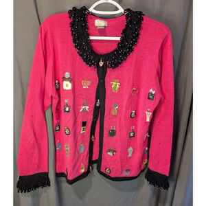 Berek Woman's Large Pink Black Fringe Shoulder Pads Perfume